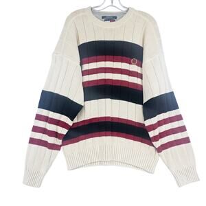 Vintage 90sTommy Hilfiger Striped Cotton Knit Sweater Men's Size L Preppy 3282